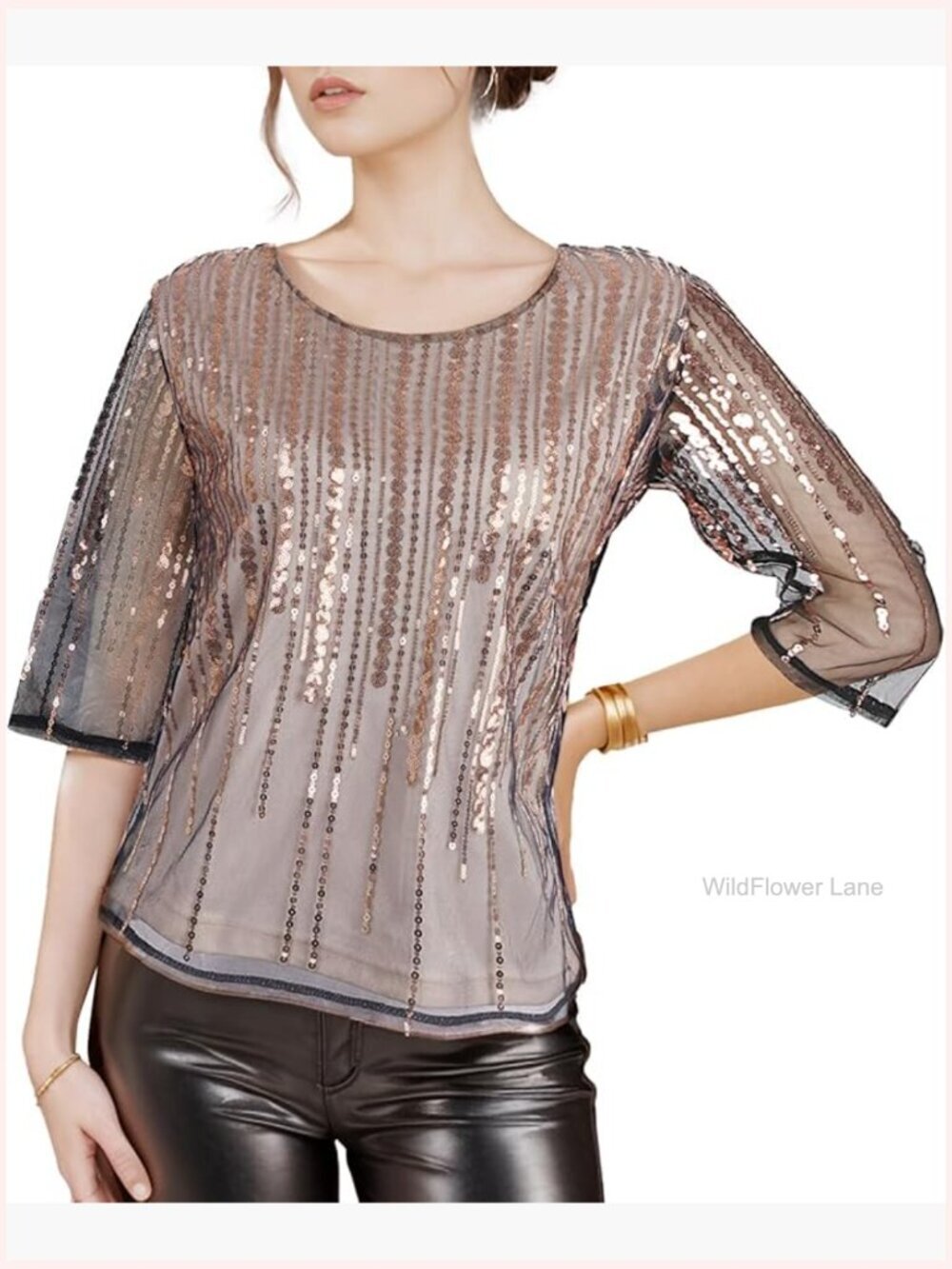 Sparkling Sequin Blouse for Night Out Gatsby Party Tops